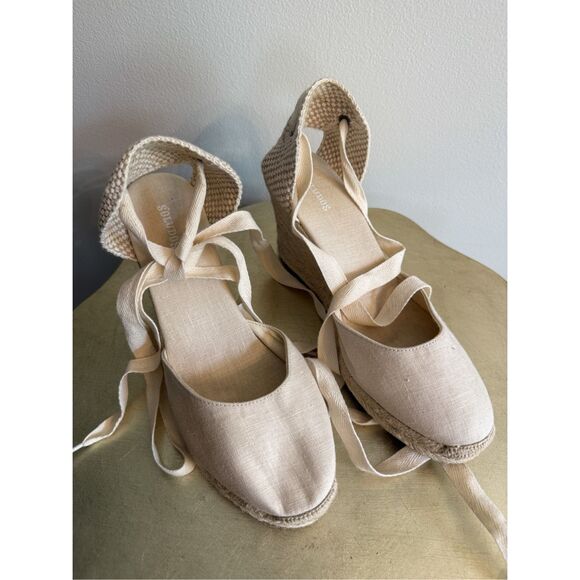 Anthro‎ Soludos Soludos Tall Wedge Espadrilles Size 9.5 Cream - Picture 4 of 12